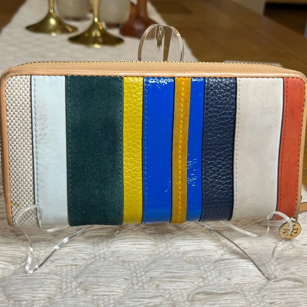 Tory Burch Stripe Zip Continental Wallet